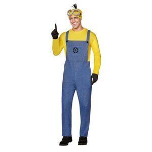 Minions Kevin Adult Costume Overalls With Shirt Goggles & Hat Included Size L By